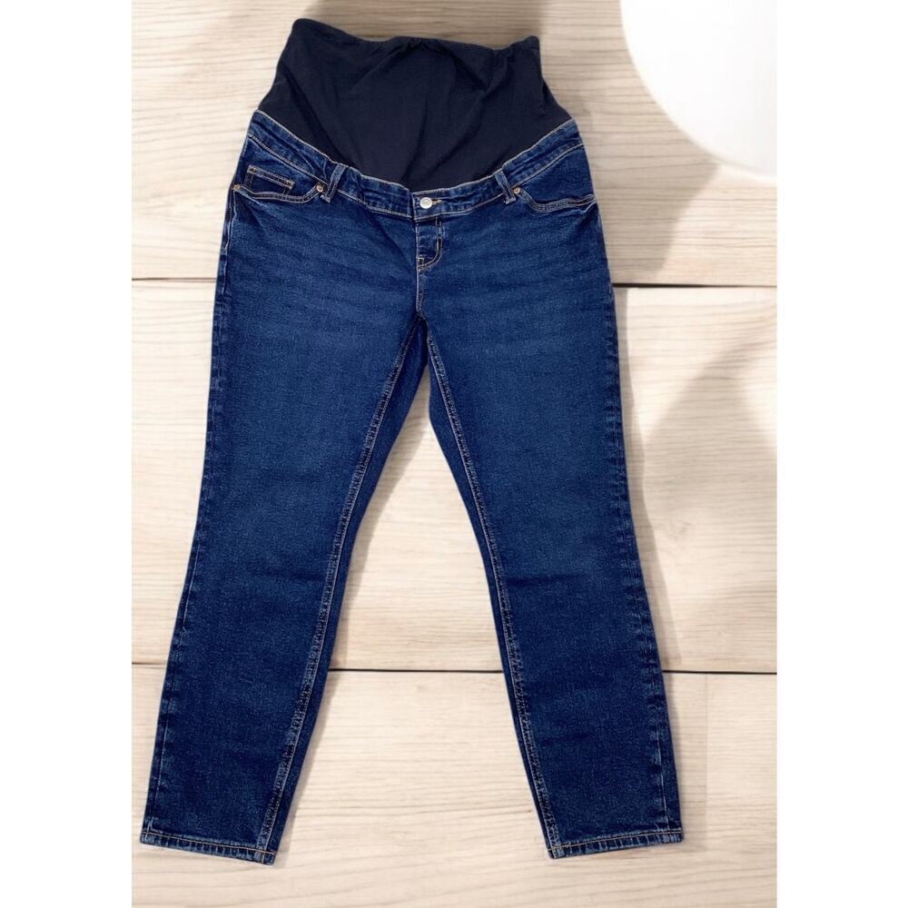 H & M tappered slim high maternity jeans large blue size L